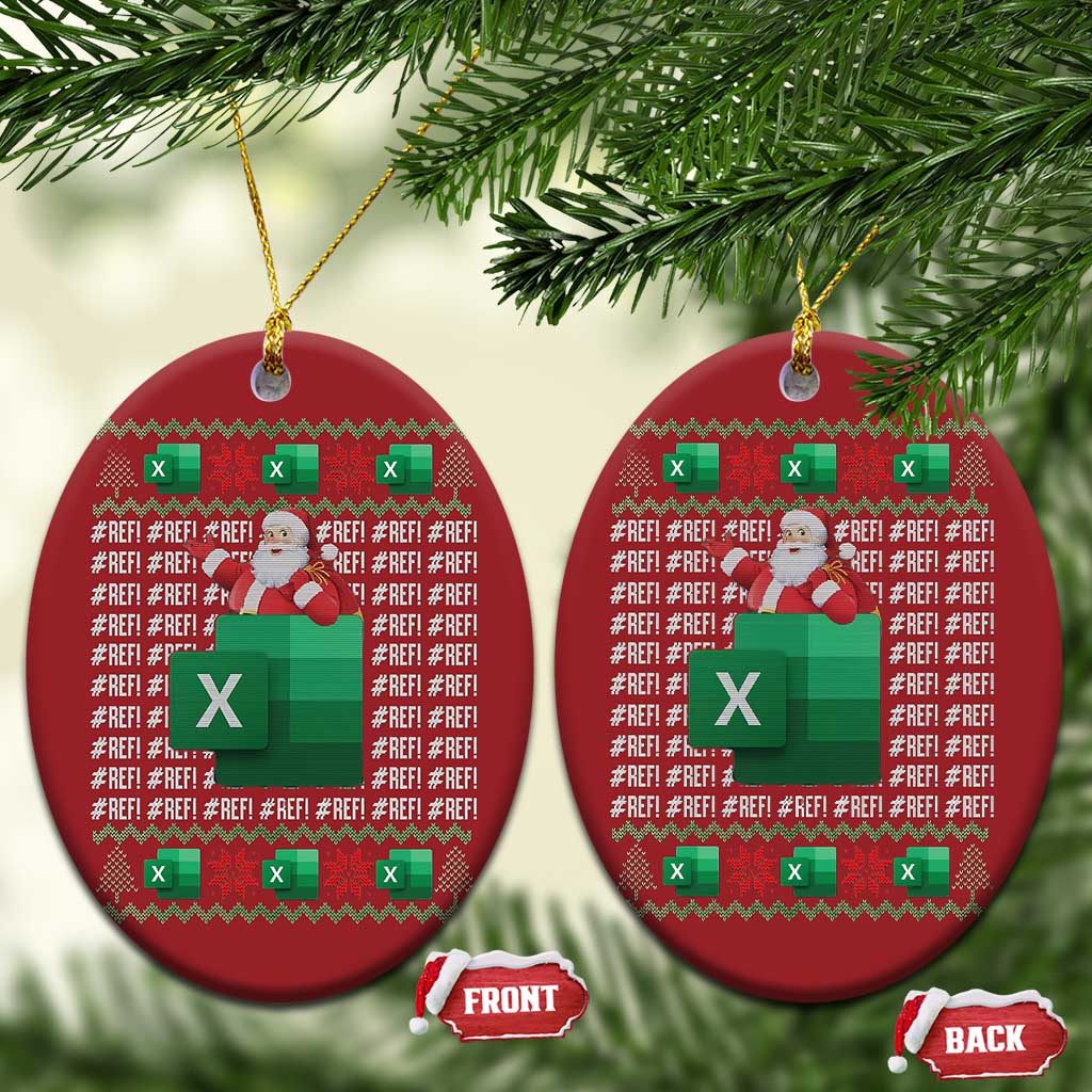 Funny Xmas Accountant Christmas Ornament Excel REF Error Spreadsheet Santa Gift - Wonder Print Shop