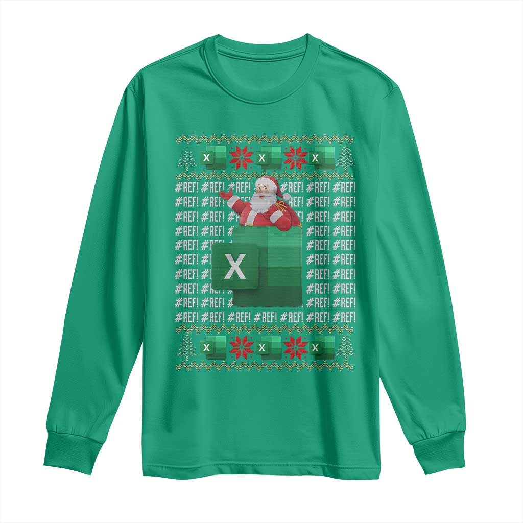 Funny Christmas Accountant Long Sleeve Shirt Excel REF Error Spreadsheet Santa Gift