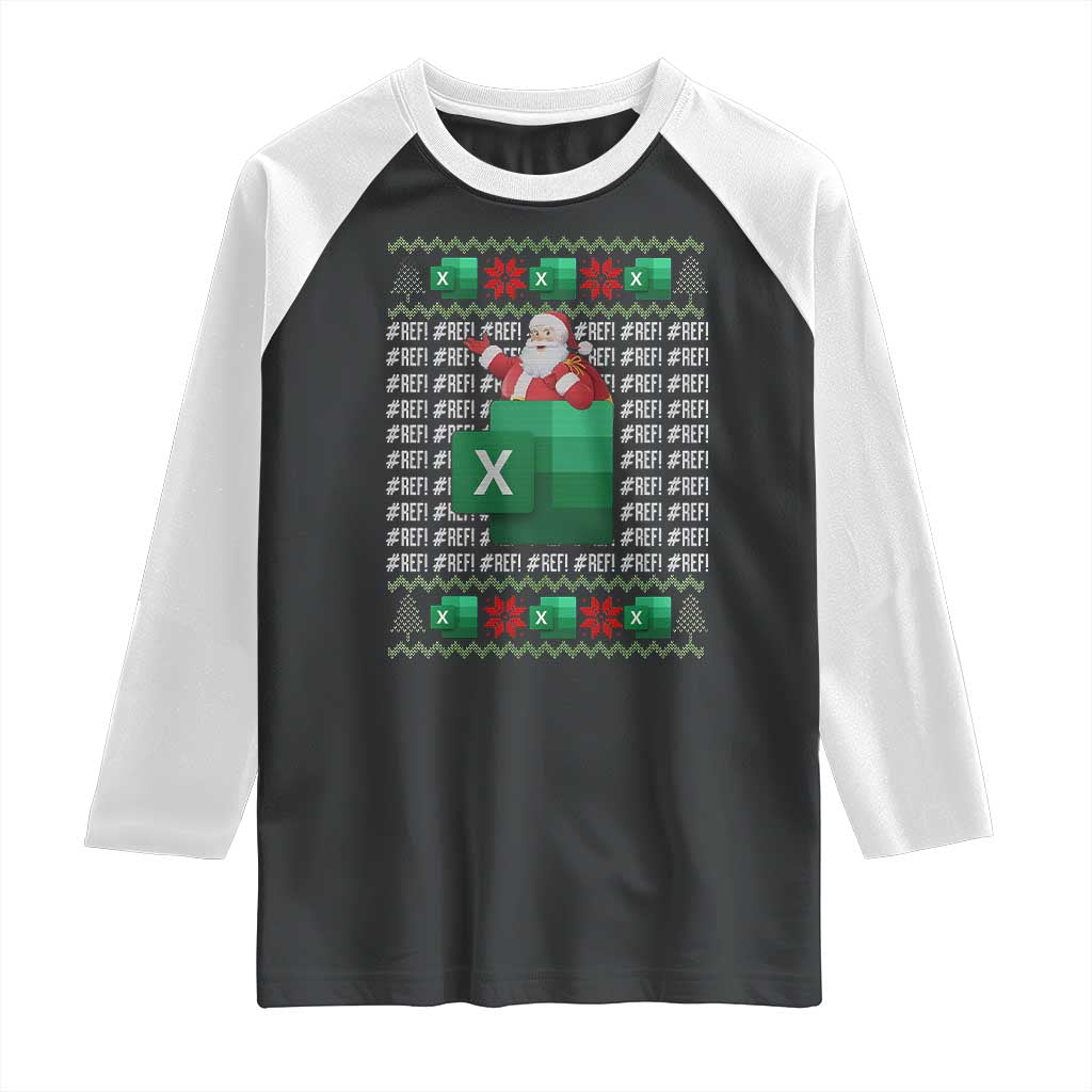 Funny Christmas Accountant Raglan Shirt Excel REF Error Spreadsheet Santa Gift