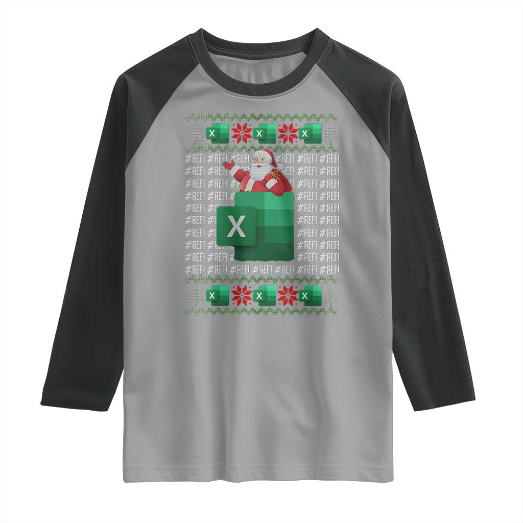 Funny Christmas Accountant Raglan Shirt Excel REF Error Spreadsheet Santa Gift