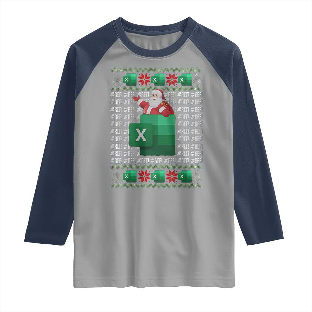 Funny Christmas Accountant Raglan Shirt Excel REF Error Spreadsheet Santa Gift