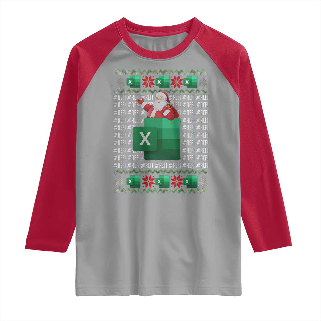 Funny Christmas Accountant Raglan Shirt Excel REF Error Spreadsheet Santa Gift