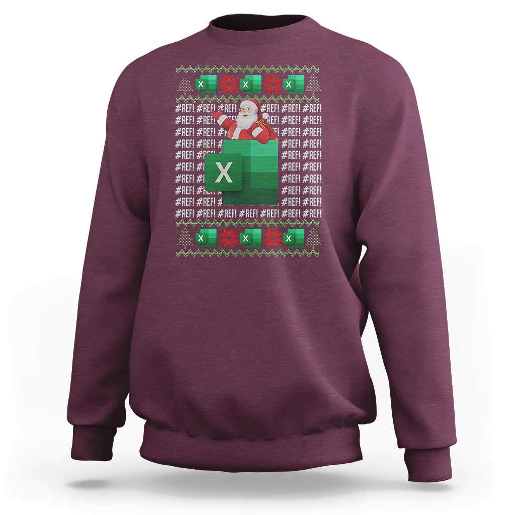 Funny Christmas Accountant Sweatshirt Excel REF Error Spreadsheet Santa Gift - Wonder Print Shop