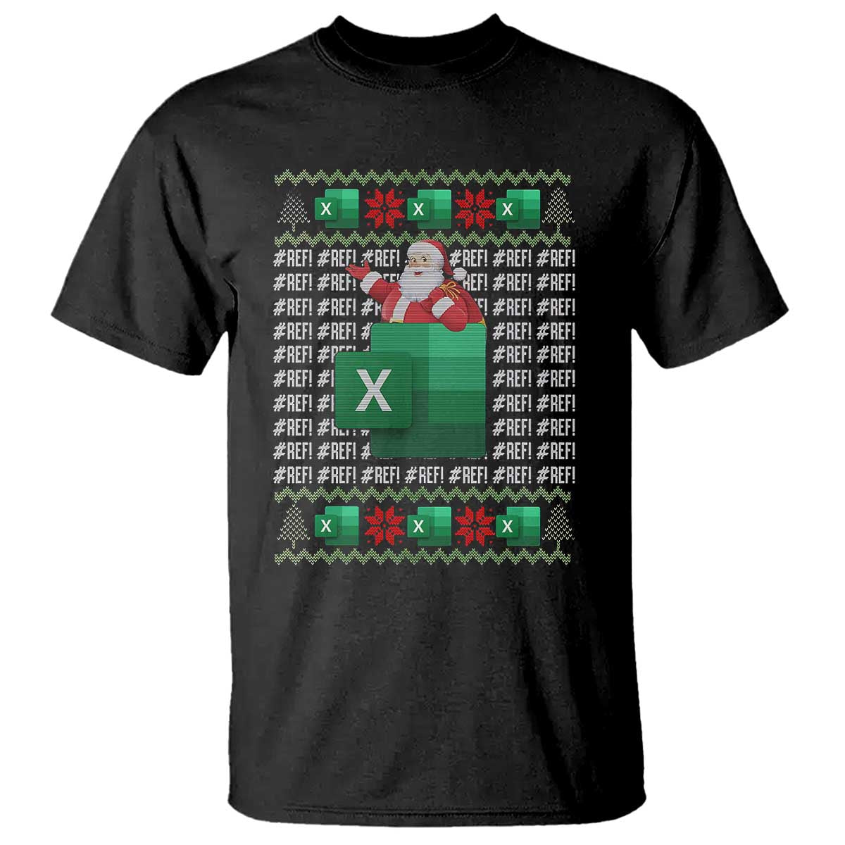Funny Christmas Accountant T Shirt Excel REF Error Spreadsheet Santa Gift - Wonder Print Shop