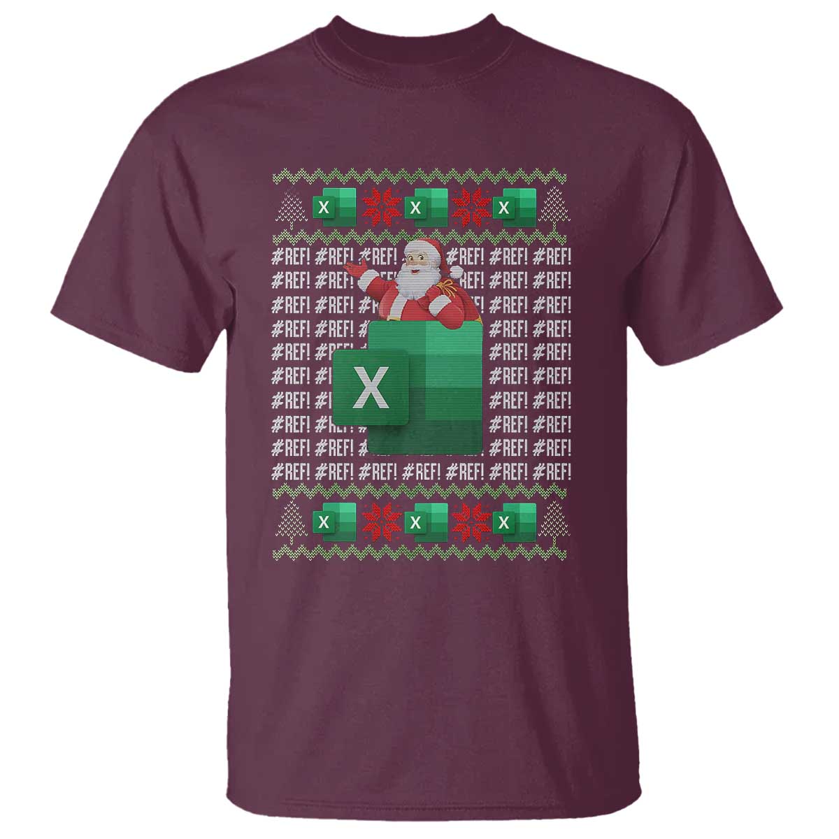 Funny Christmas Accountant T Shirt Excel REF Error Spreadsheet Santa Gift - Wonder Print Shop