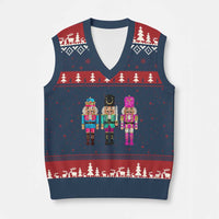 Xmas Nutcracker V-Neck Knit Sweater Vest Sequin Sparklle Festive Xmas Vintage - Wonder Print Shop