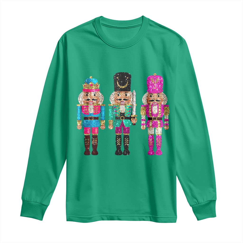 Christmas Nutcracker Long Sleeve Shirt Sequin Sparklle Festive Xmas Vintage
