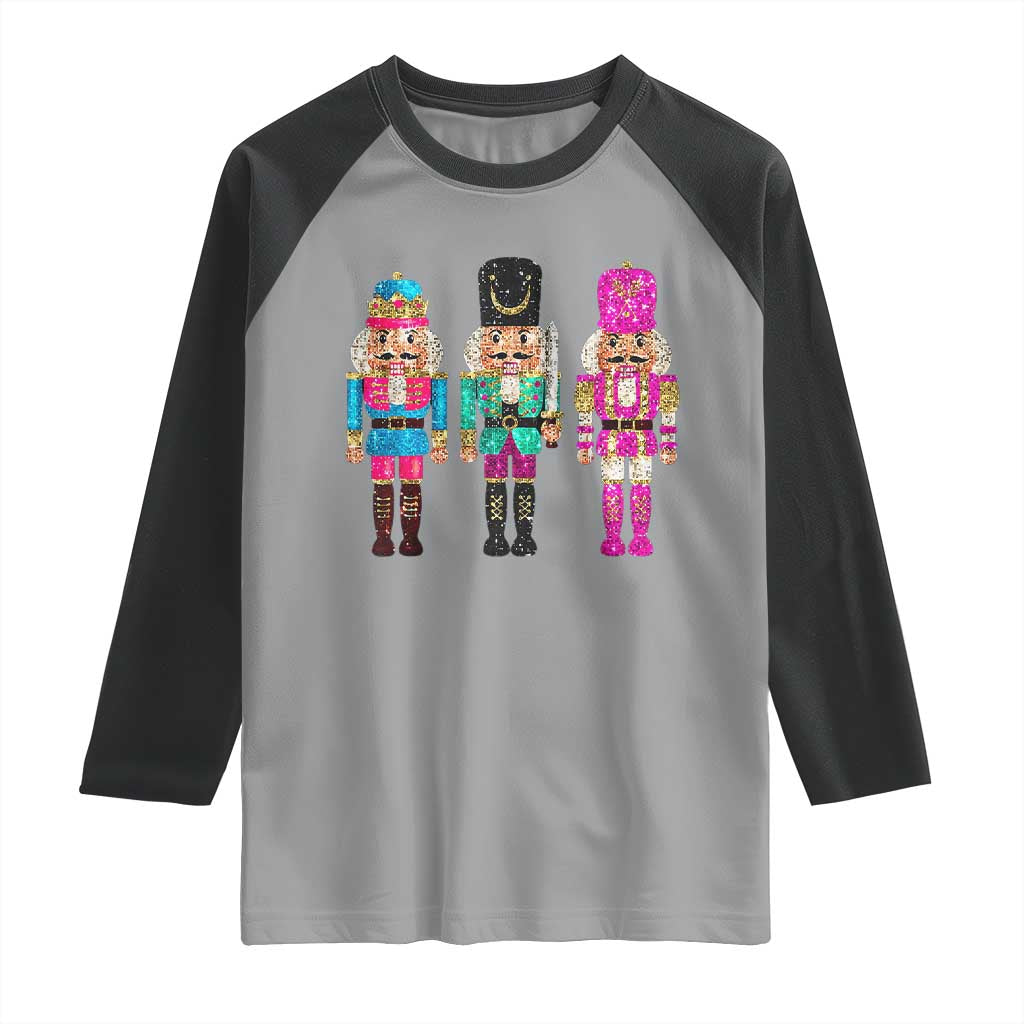 Christmas Nutcracker Raglan Shirt Sequin Sparklle Festive Xmas Vintage
