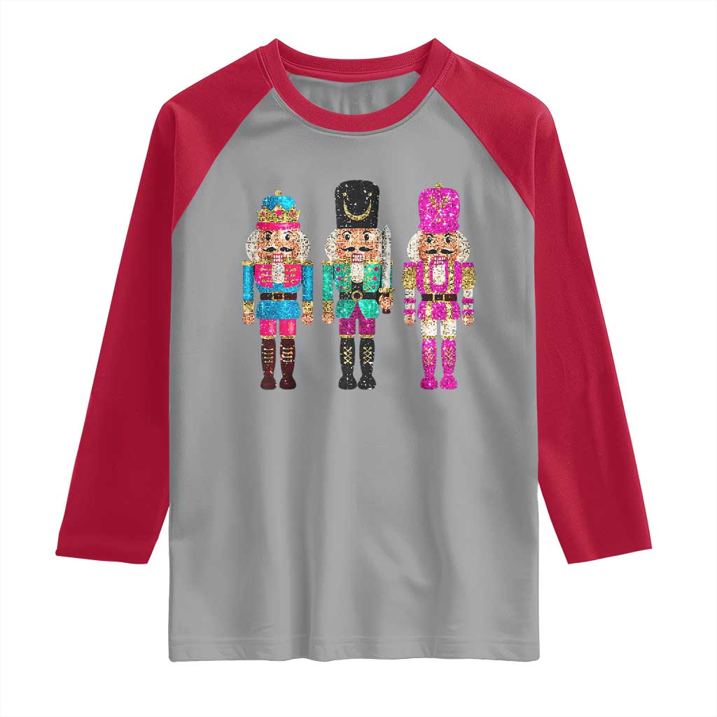 Christmas Nutcracker Raglan Shirt Sequin Sparklle Festive Xmas Vintage