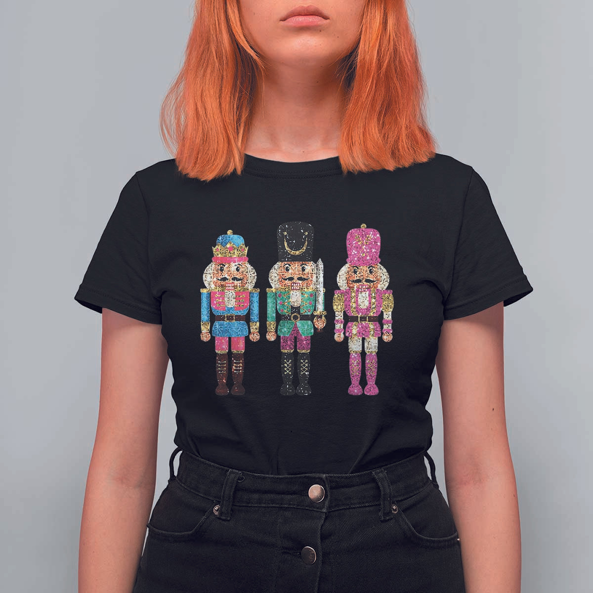 Christmas Nutcracker T Shirt For Women Sequin Sparklle Festive Xmas Vintage - Wonder Print Shop