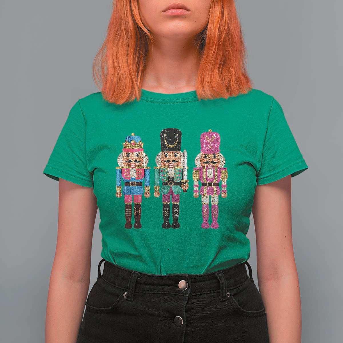 Christmas Nutcracker T Shirt For Women Sequin Sparklle Festive Xmas Vintage - Wonder Print Shop