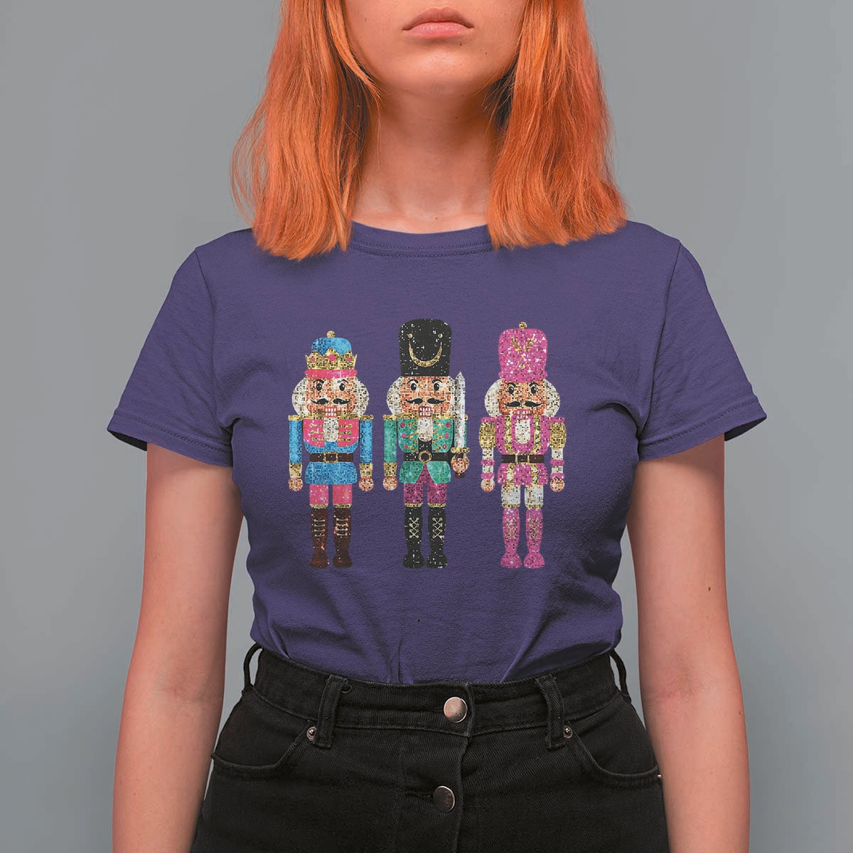 Christmas Nutcracker T Shirt For Women Sequin Sparklle Festive Xmas Vintage - Wonder Print Shop