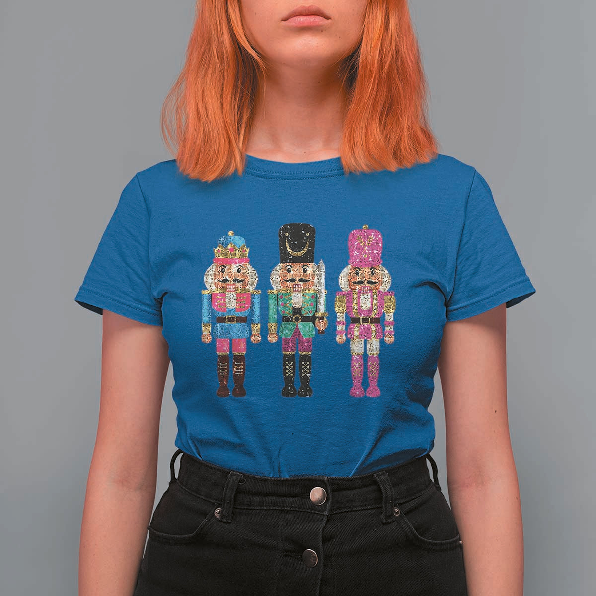 Christmas Nutcracker T Shirt For Women Sequin Sparklle Festive Xmas Vintage - Wonder Print Shop