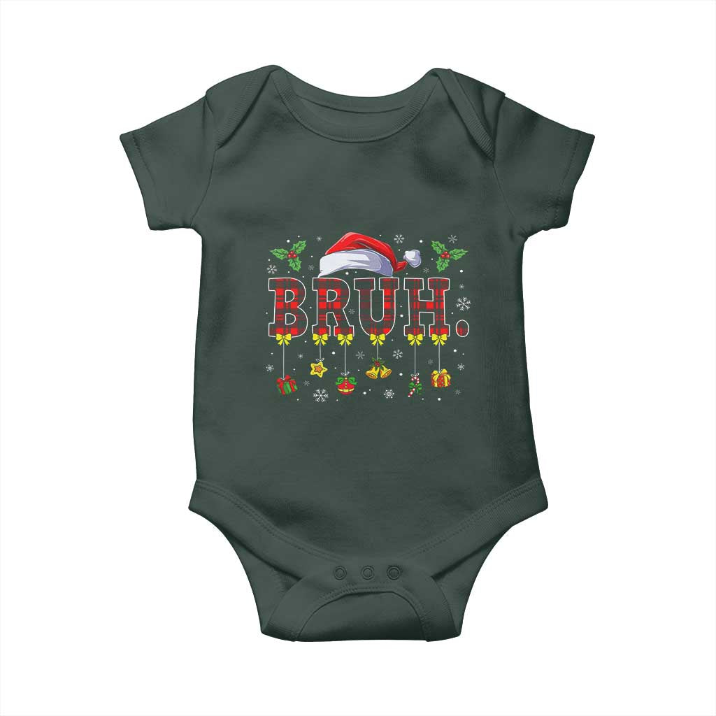 Christmas Bruh Baby Onesie Red Plaid Retro Xmas Pajamas Matching