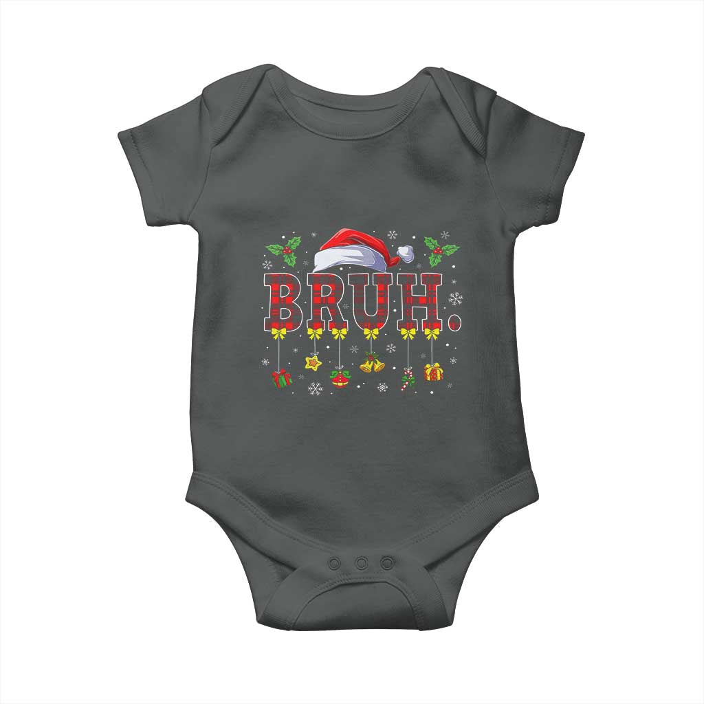 Christmas Bruh Baby Onesie Red Plaid Retro Xmas Pajamas Matching