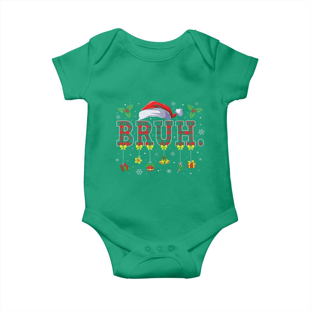 Christmas Bruh Baby Onesie Red Plaid Retro Xmas Pajamas Matching