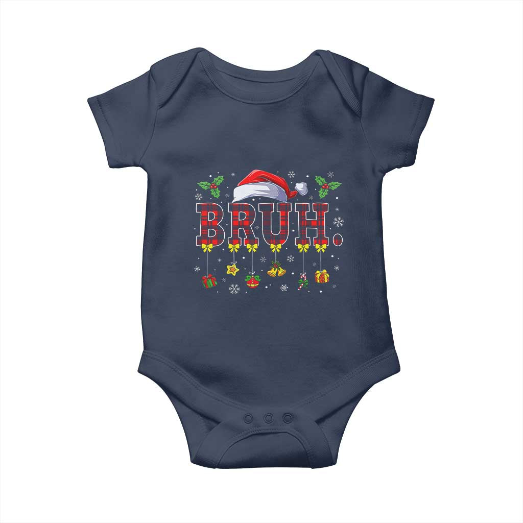 Christmas Bruh Baby Onesie Red Plaid Retro Xmas Pajamas Matching