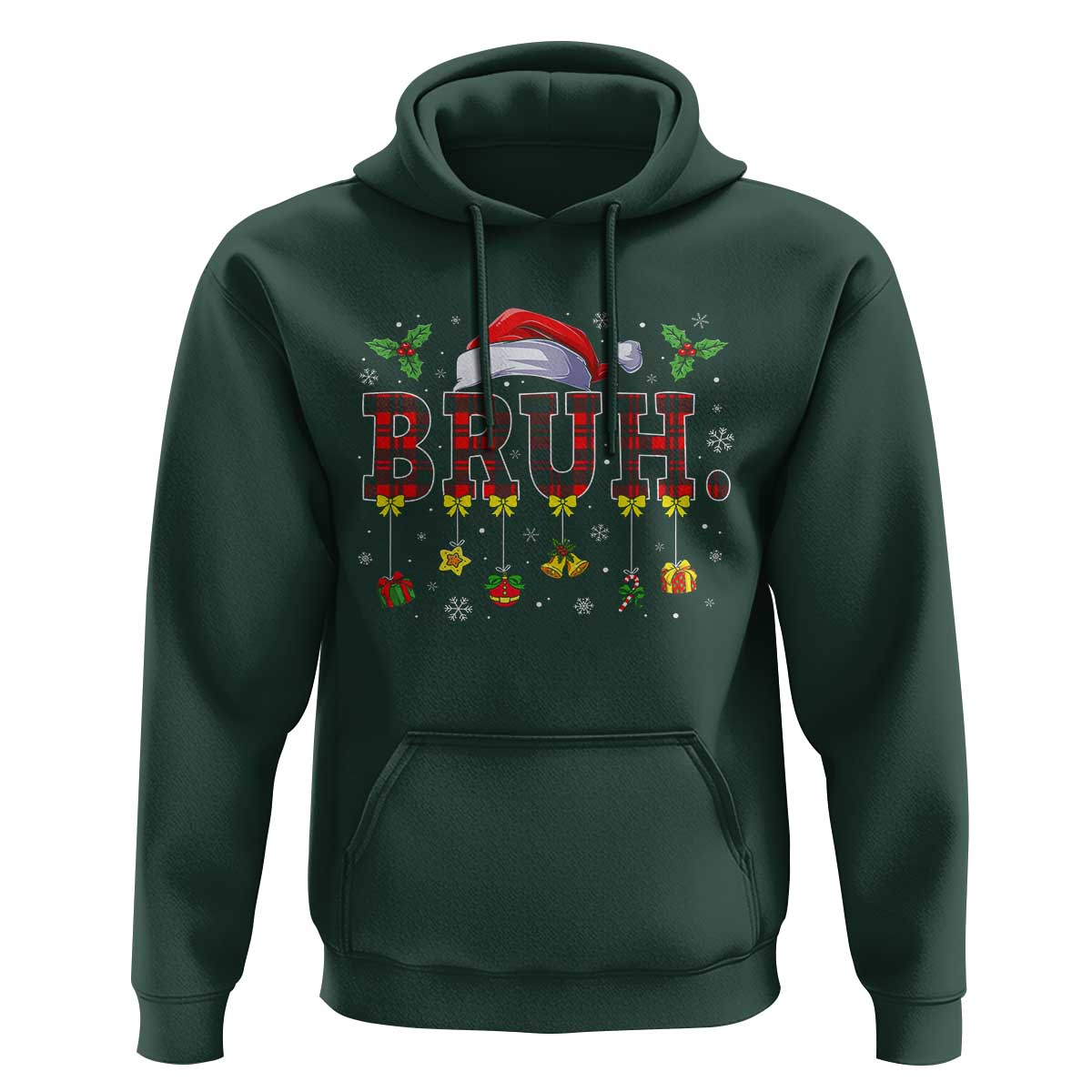 Christmas Bruh Hoodie Red Plaid Retro Xmas Pajamas Matching