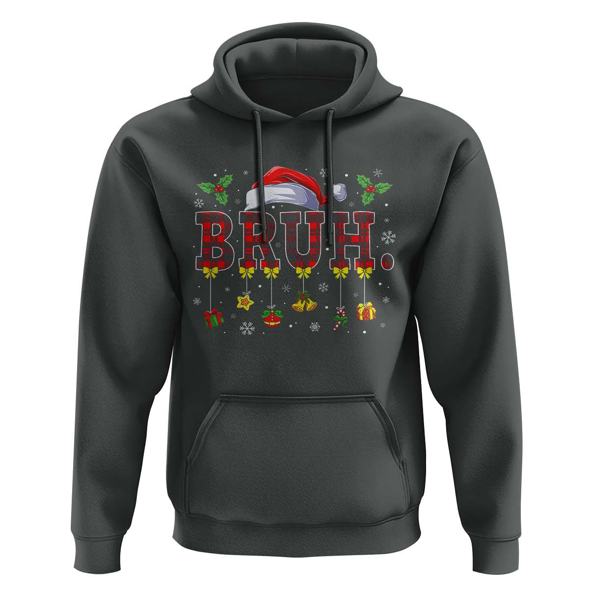 Christmas Bruh Hoodie Red Plaid Retro Xmas Pajamas Matching