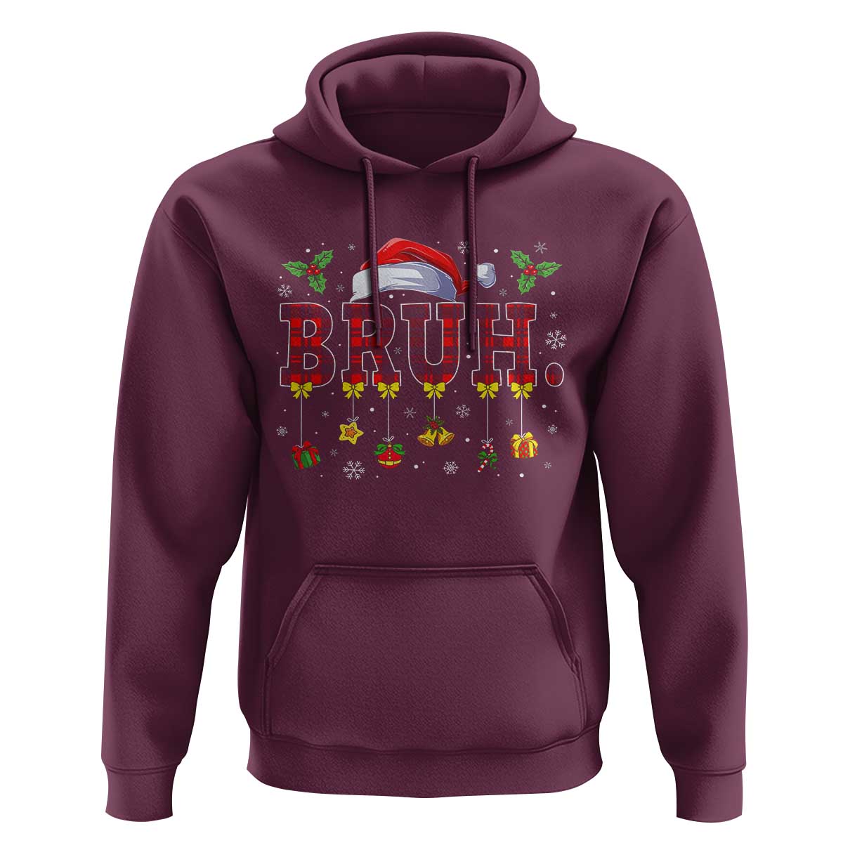 Christmas Bruh Hoodie Red Plaid Retro Xmas Pajamas Matching