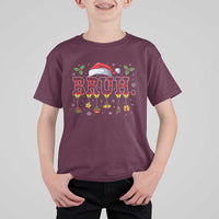 Christmas Bruh T Shirt For Kid Red Plaid Retro Xmas Pajamas Matching - Wonder Print Shop