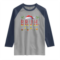Christmas Bruh Raglan Shirt Red Plaid Retro Xmas Pajamas Matching