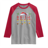 Christmas Bruh Raglan Shirt Red Plaid Retro Xmas Pajamas Matching