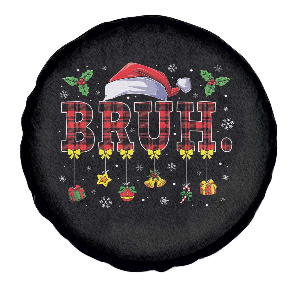 Christmas Bruh Spare Tire Cover Red Plaid Retro Xmas Pajamas Matching