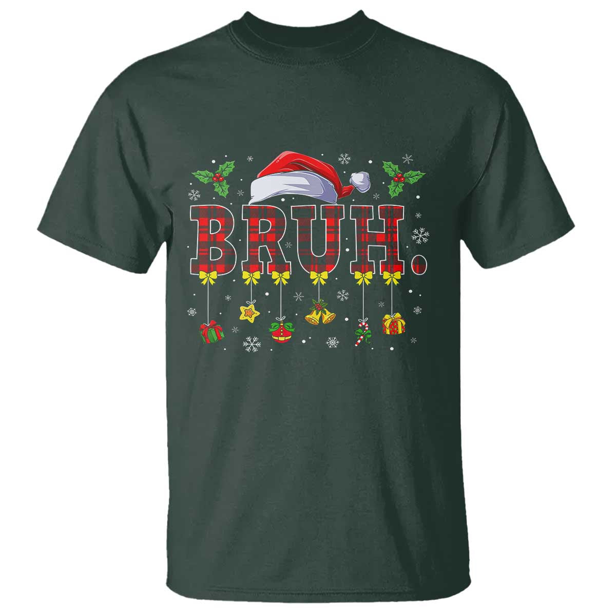 Christmas Bruh T Shirt Red Plaid Retro Xmas Pajamas Matching - Wonder Print Shop