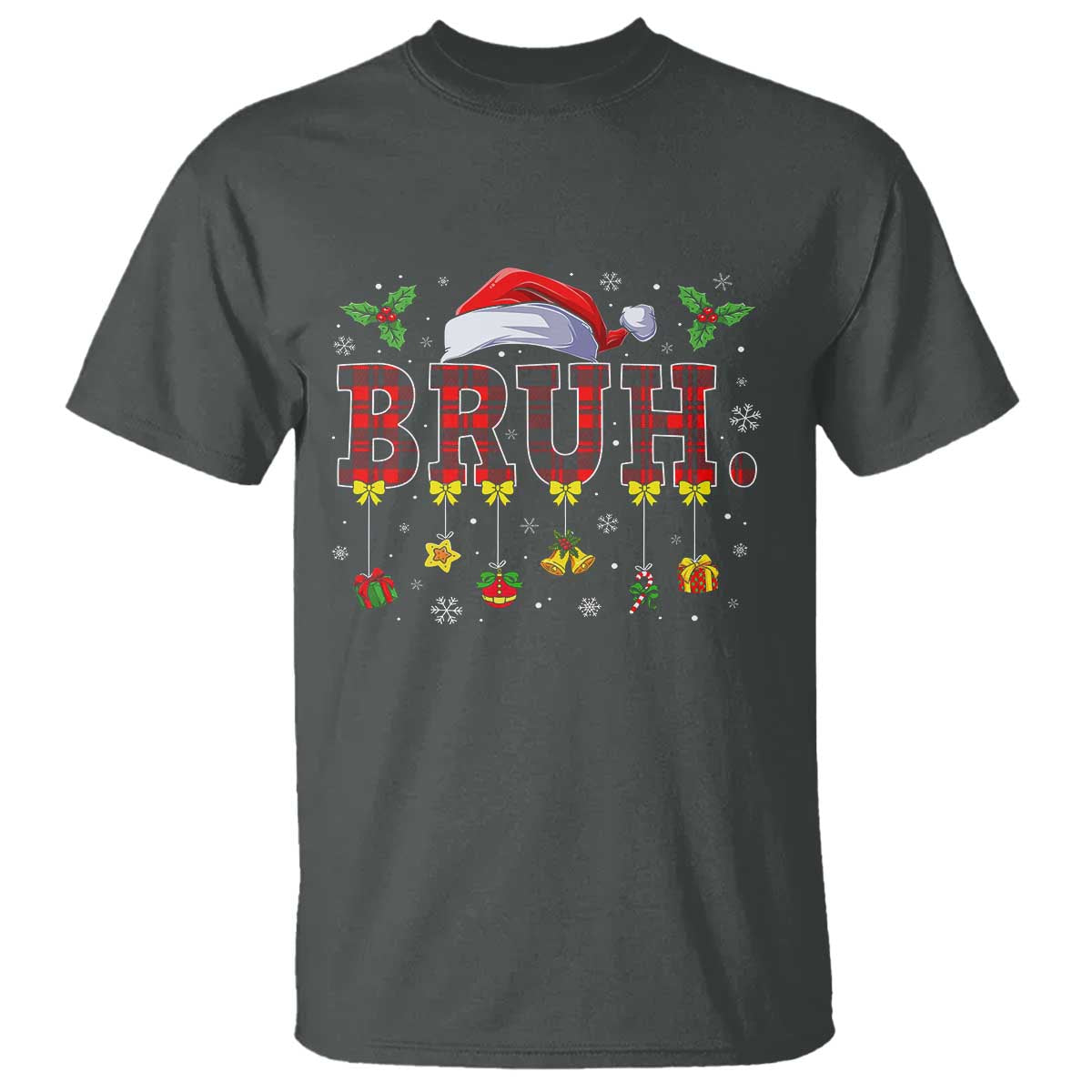 Christmas Bruh T Shirt Red Plaid Retro Xmas Pajamas Matching - Wonder Print Shop
