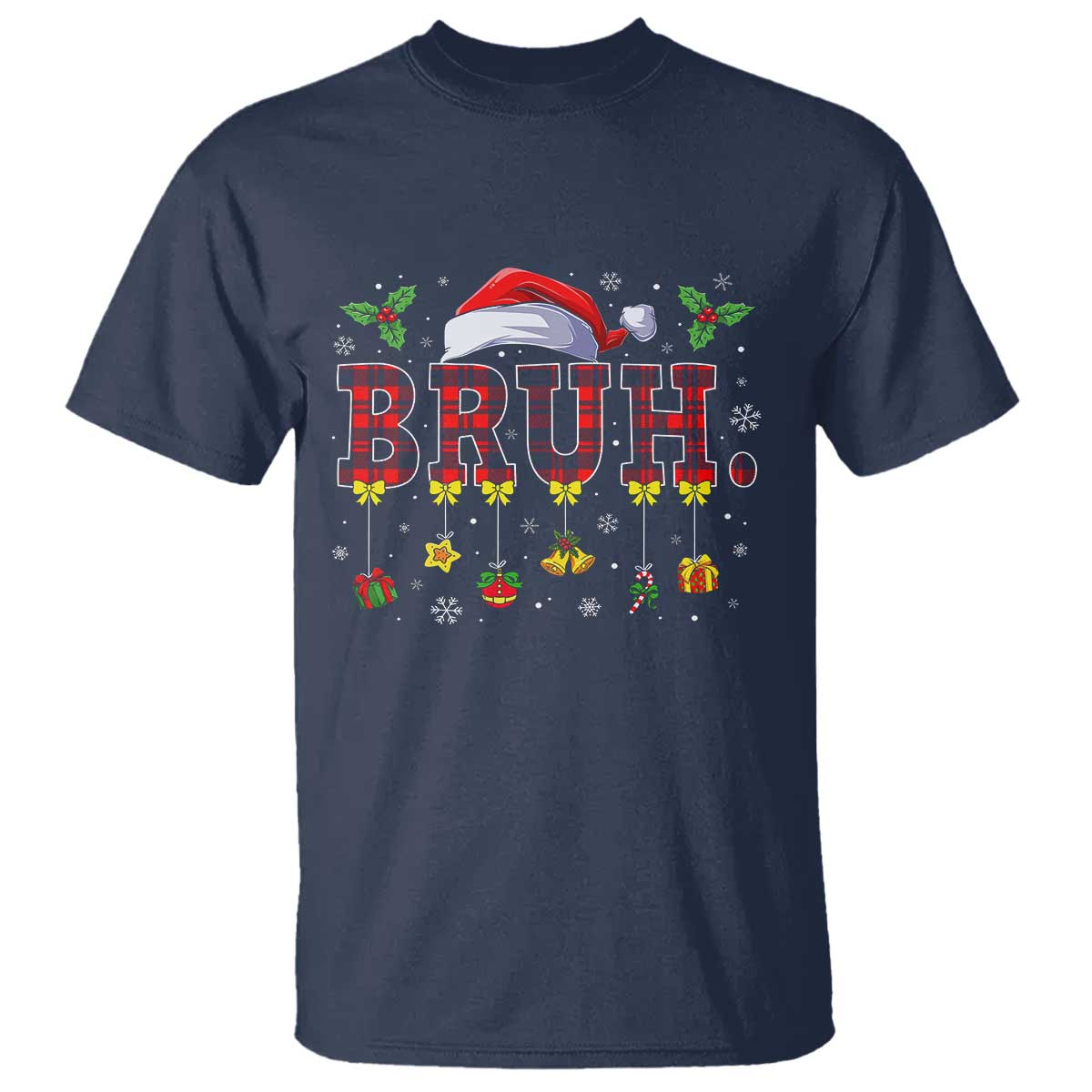 Christmas Bruh T Shirt Red Plaid Retro Xmas Pajamas Matching - Wonder Print Shop