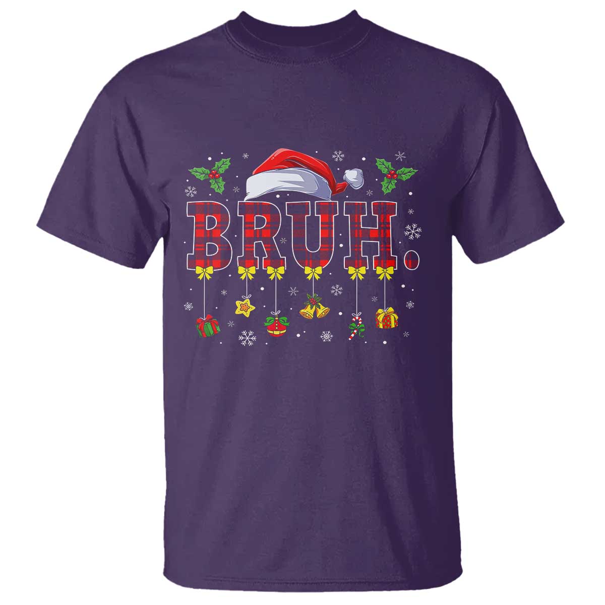 Christmas Bruh T Shirt Red Plaid Retro Xmas Pajamas Matching - Wonder Print Shop