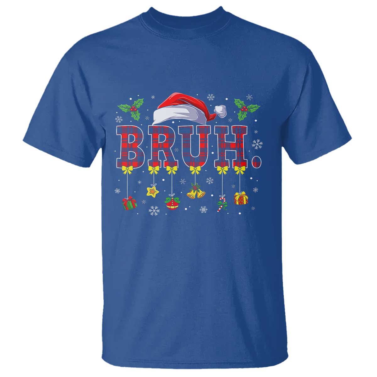 Christmas Bruh T Shirt Red Plaid Retro Xmas Pajamas Matching - Wonder Print Shop