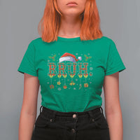 Christmas Bruh T Shirt For Women Red Plaid Retro Xmas Pajamas Matching - Wonder Print Shop