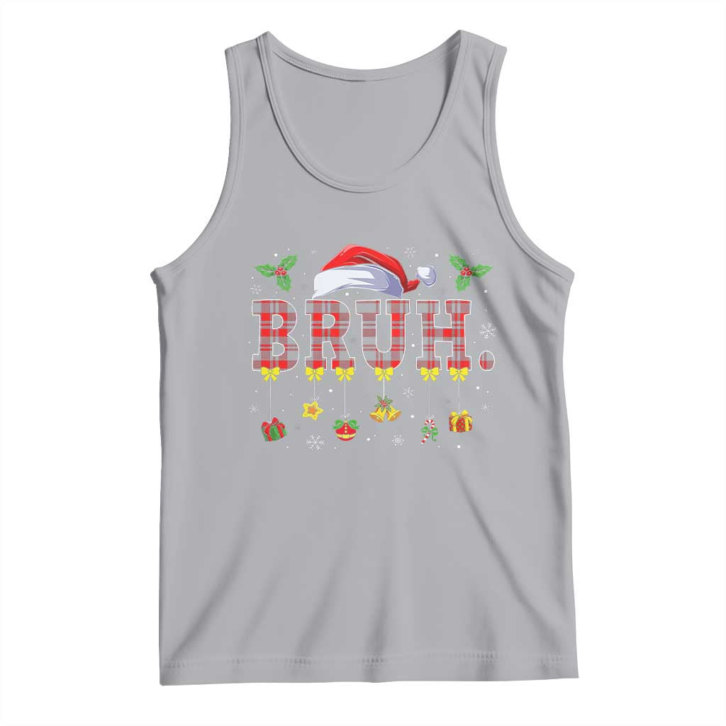Christmas Bruh Tank Top Red Plaid Retro Xmas Pajamas Matching