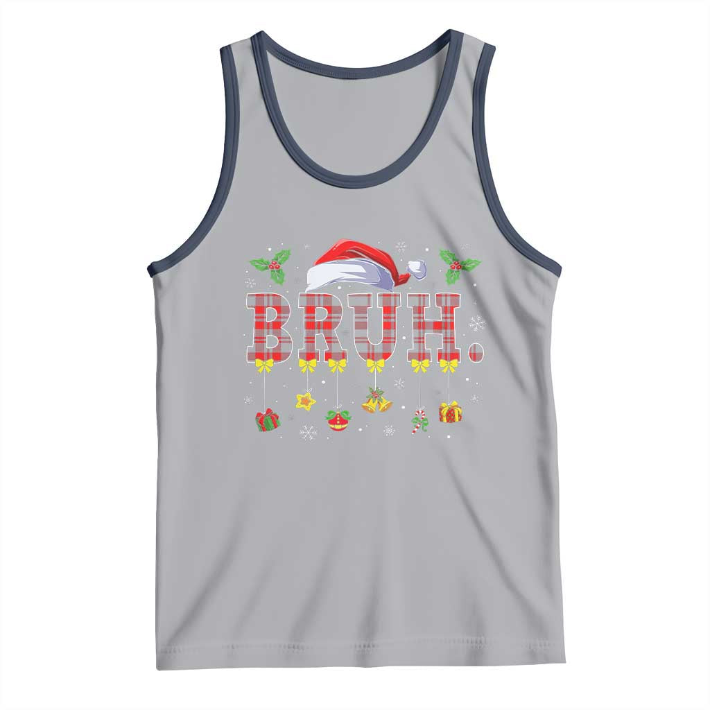 Christmas Bruh Tank Top Red Plaid Retro Xmas Pajamas Matching
