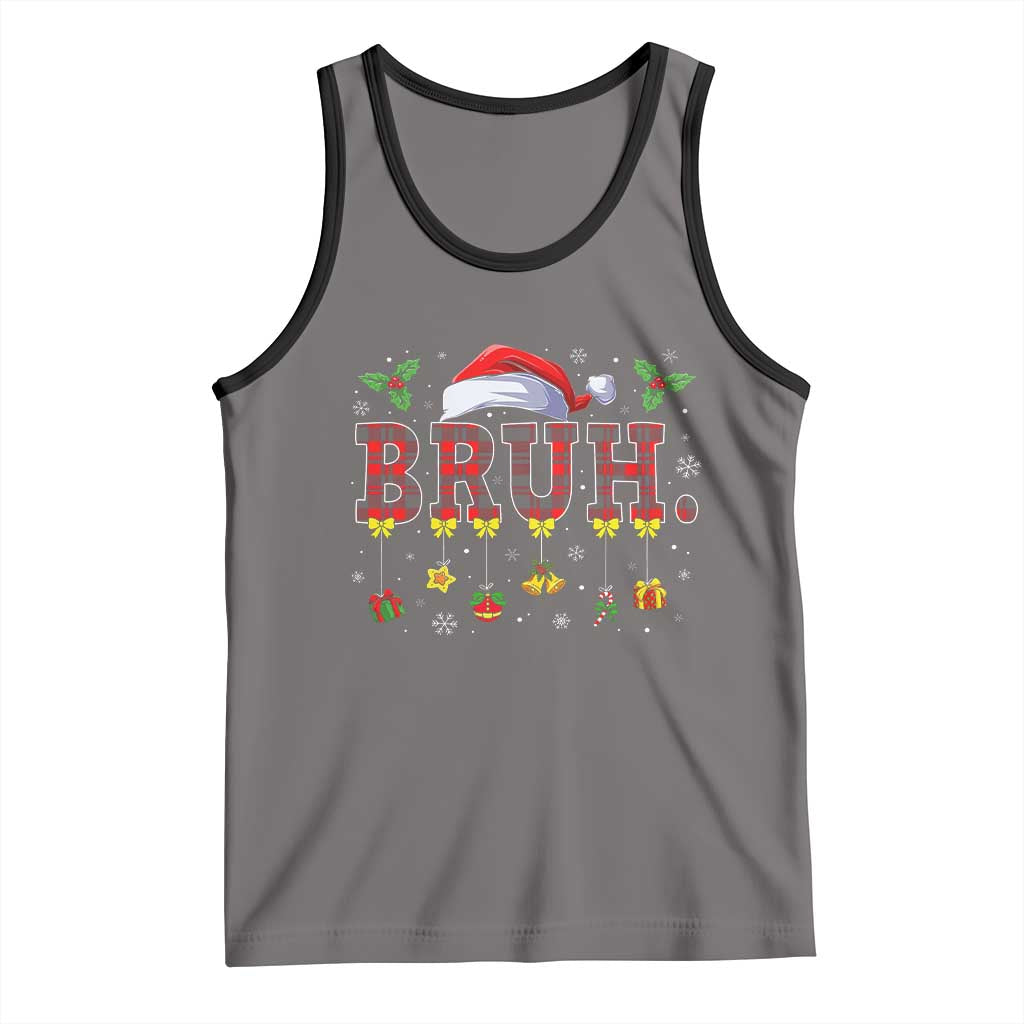 Christmas Bruh Tank Top Red Plaid Retro Xmas Pajamas Matching
