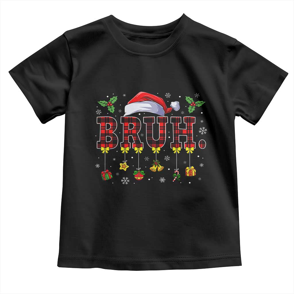 Christmas Bruh Toddler T Shirt Red Plaid Retro Xmas Pajamas Matching