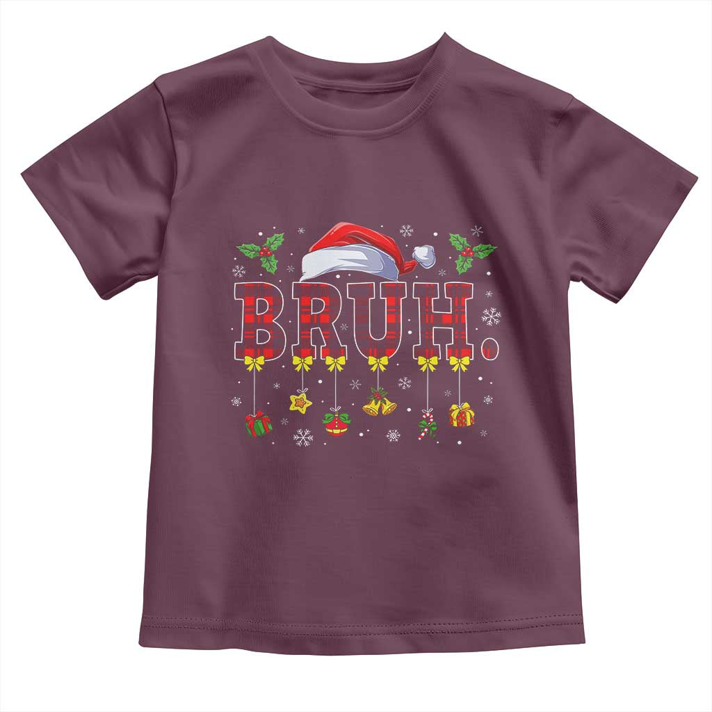 Christmas Bruh Toddler T Shirt Red Plaid Retro Xmas Pajamas Matching