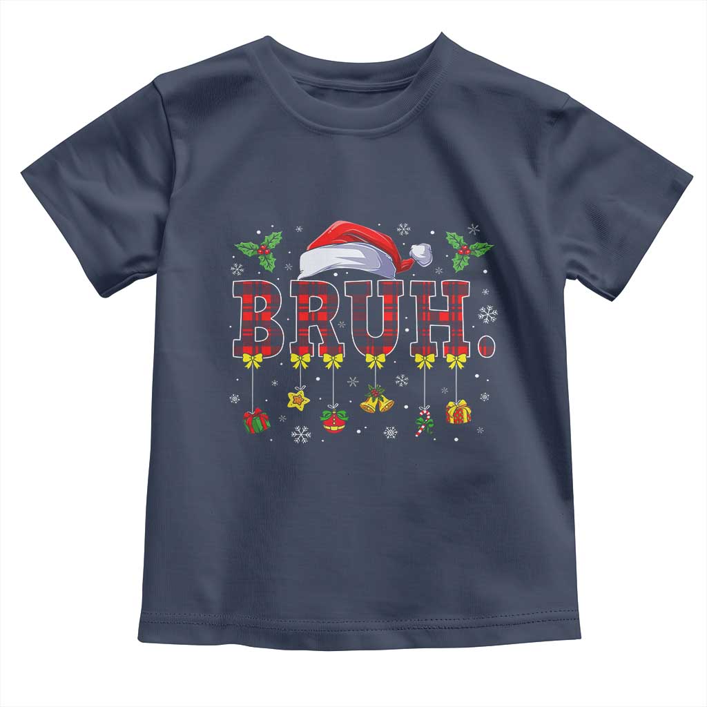 Christmas Bruh Toddler T Shirt Red Plaid Retro Xmas Pajamas Matching