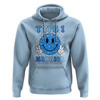 Diabetes Awareness Hoodie Blue Ribbon T1D Warrior Support Squad Retro Groovy