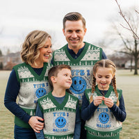 Diabetes Awareness V-Neck Knit Sweater Vest Blue Ribbon T1D Warrior Support Squad Retro Groovy - Wonder Print Shop