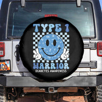 Diabetes Awareness Spare Tire Cover Blue Ribbon T1D Warrior Support Squad Retro Groovy
