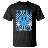Diabetes Awareness T Shirt Blue Ribbon T1D Warrior Support Squad Retro Groovy - Wonder Print Shop