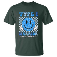 Diabetes Awareness T Shirt Blue Ribbon T1D Warrior Support Squad Retro Groovy - Wonder Print Shop