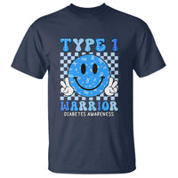 Diabetes Awareness T Shirt Blue Ribbon T1D Warrior Support Squad Retro Groovy - Wonder Print Shop