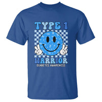 Diabetes Awareness T Shirt Blue Ribbon T1D Warrior Support Squad Retro Groovy - Wonder Print Shop