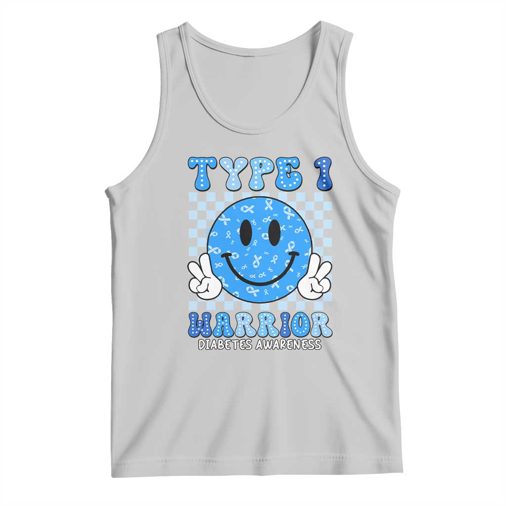 Diabetes Awareness Tank Top Blue Ribbon T1D Warrior Support Squad Retro Groovy