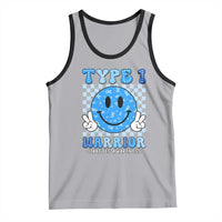 Diabetes Awareness Tank Top Blue Ribbon T1D Warrior Support Squad Retro Groovy