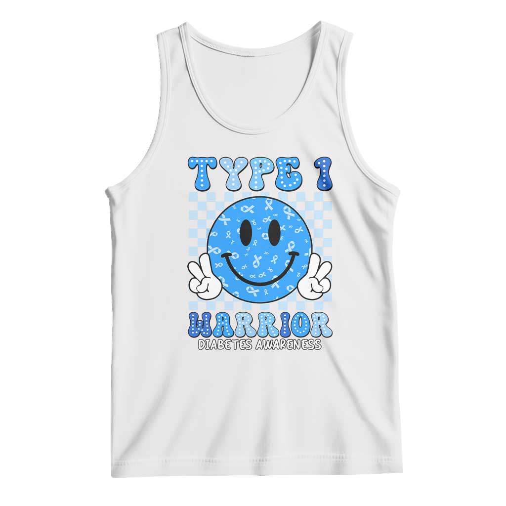 Diabetes Awareness Tank Top Blue Ribbon T1D Warrior Support Squad Retro Groovy